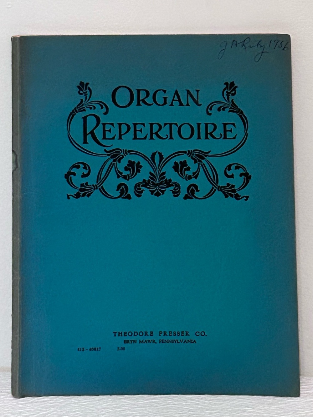 Antique Teal Organ Repertoire Book, by Theodore Presser Co., Sheet Music 🎼